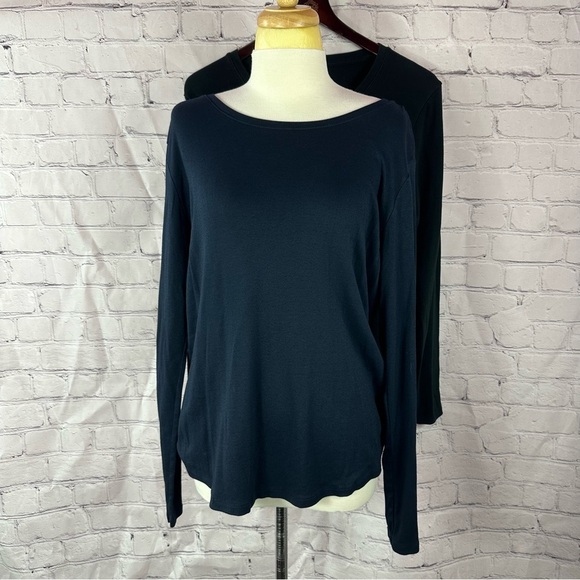 eddie bauer Women's Black Long Sleeve tee set of 2 black and navy sz xl - Picture 1 of 7